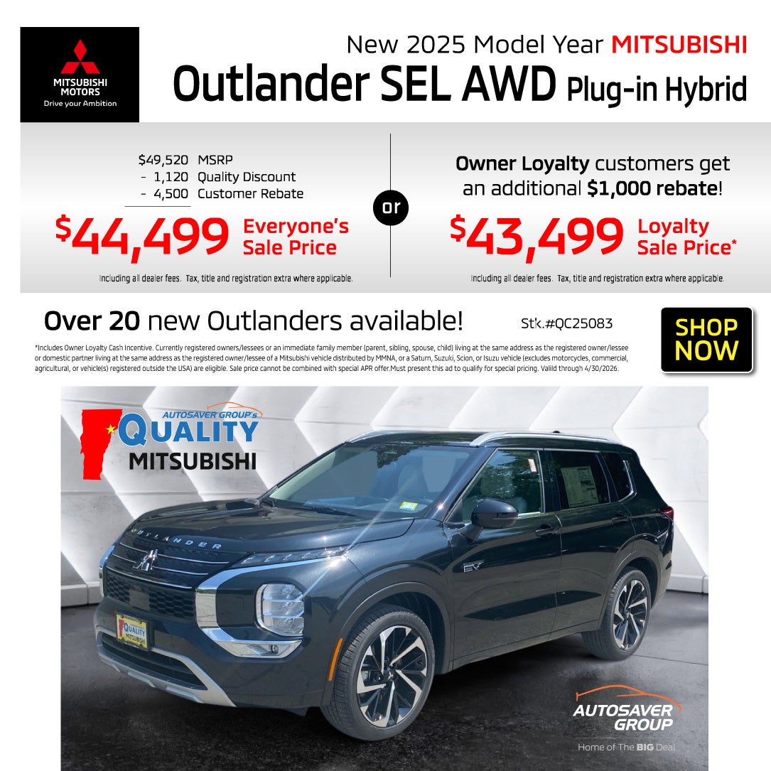SHOP NEW MITSUBISHI VEHICLES NEAR ST. JOHNSBURY, VT