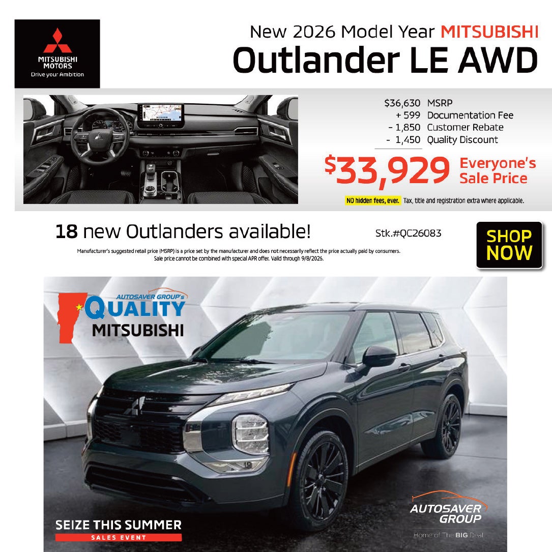 SHOP NEW MITSUBISHI VEHICLES NEAR ST. JOHNSBURY, VT