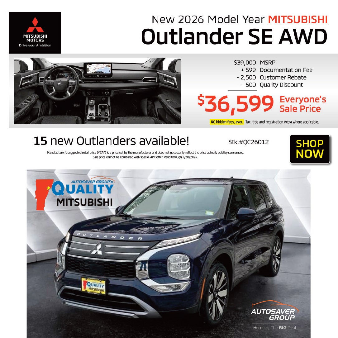 SHOP NEW MITSUBISHI VEHICLES NEAR ST. JOHNSBURY, VT