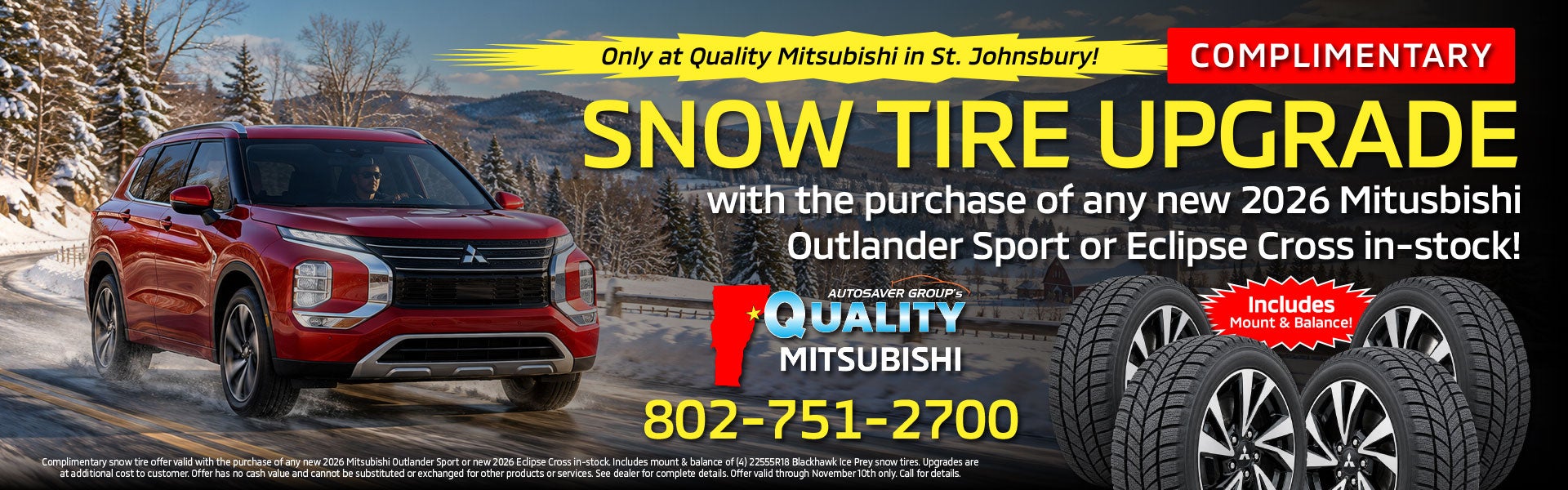 FREE SNOW TIRE UPGRADE AT QUALITY MITSUBISHI