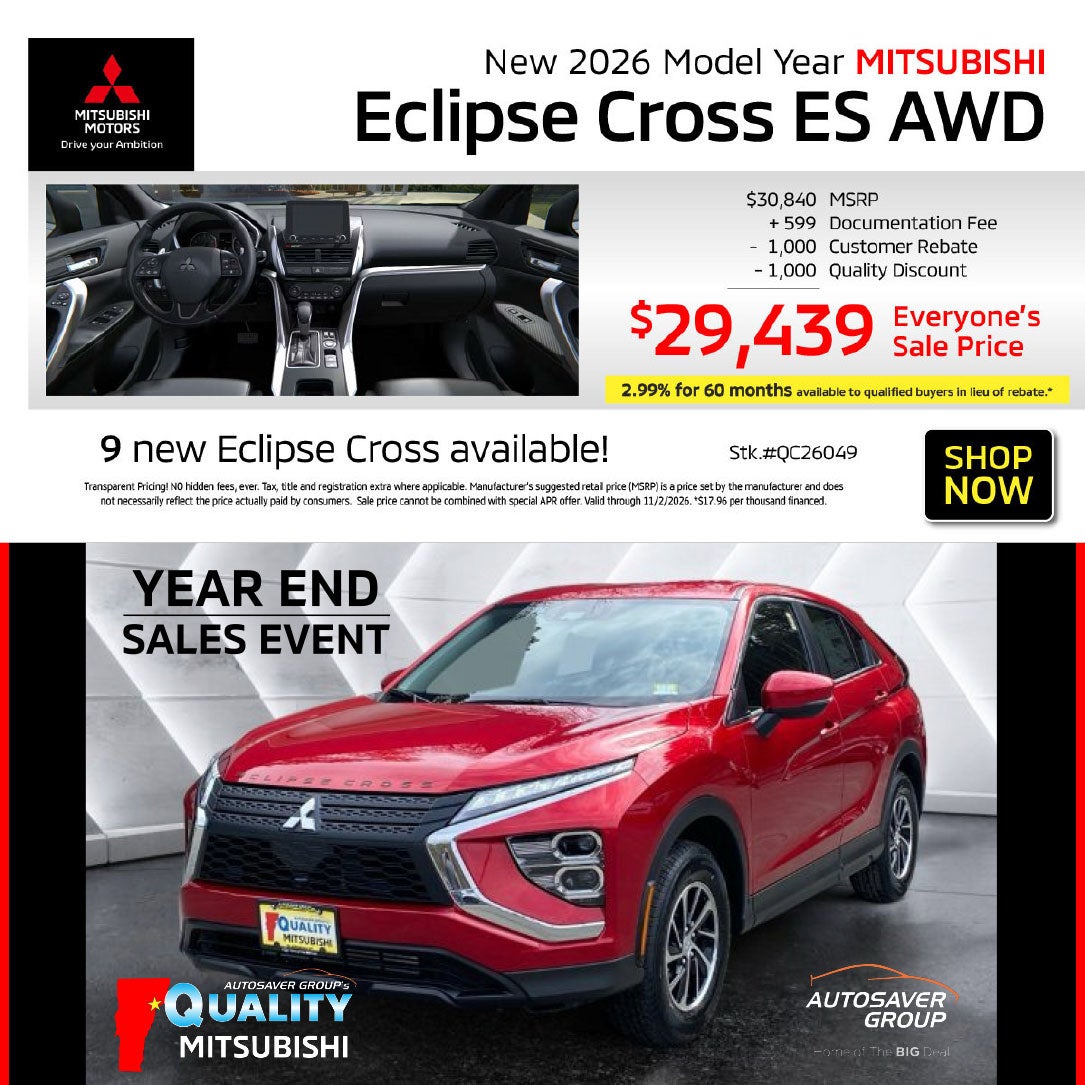 SHOP NEW MITSUBISHI VEHICLES NEAR ST. JOHNSBURY, VT