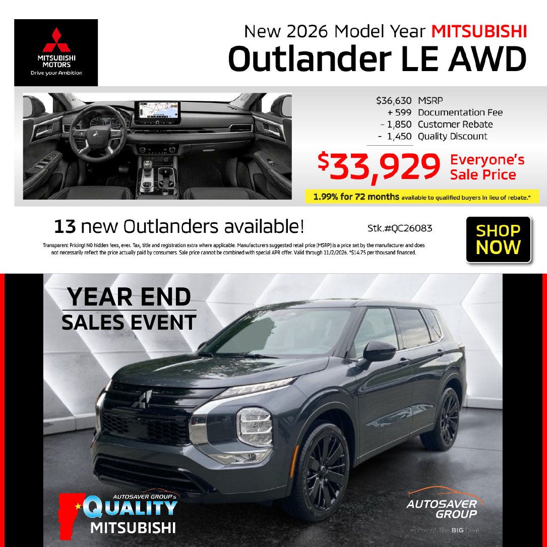 SHOP NEW MITSUBISHI VEHICLES NEAR ST. JOHNSBURY, VT