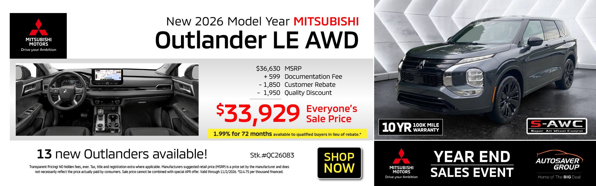 SHOP NEW MITSUBISHI VEHICLES NEAR ST. JOHNSBURY, VT