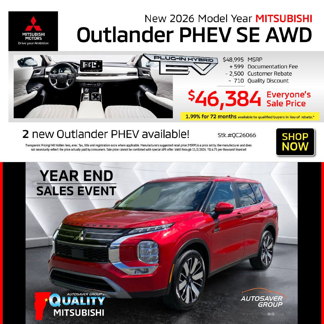 SHOP NEW MITSUBISHI VEHICLES NEAR ST. JOHNSBURY, VT