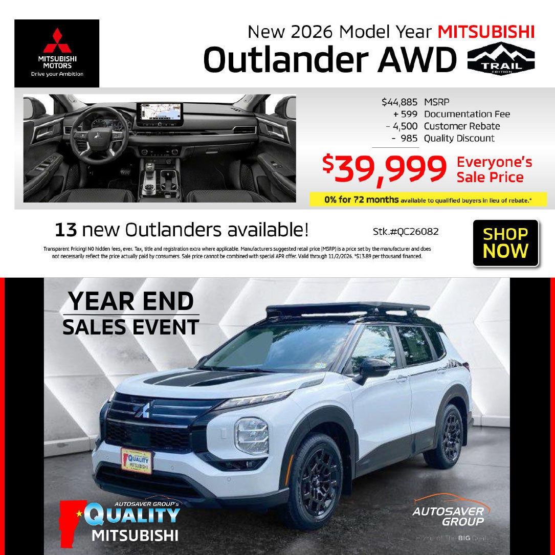 SHOP NEW MITSUBISHI VEHICLES NEAR ST. JOHNSBURY, VT