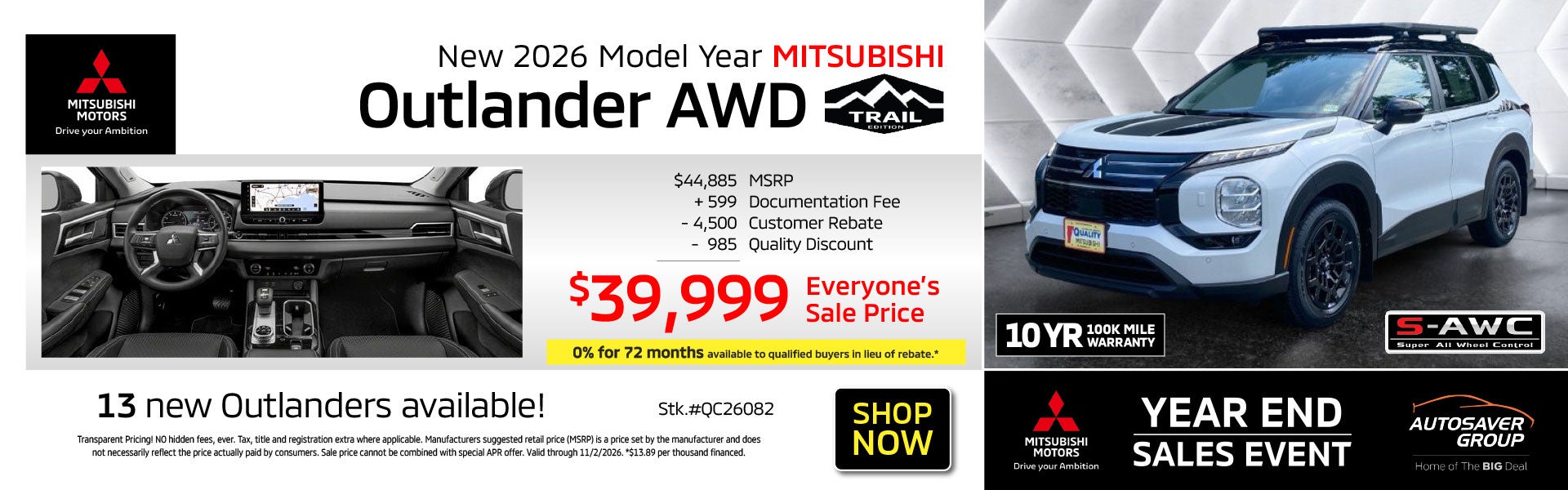 SHOP NEW MITSUBISHI VEHICLES NEAR ST. JOHNSBURY, VT