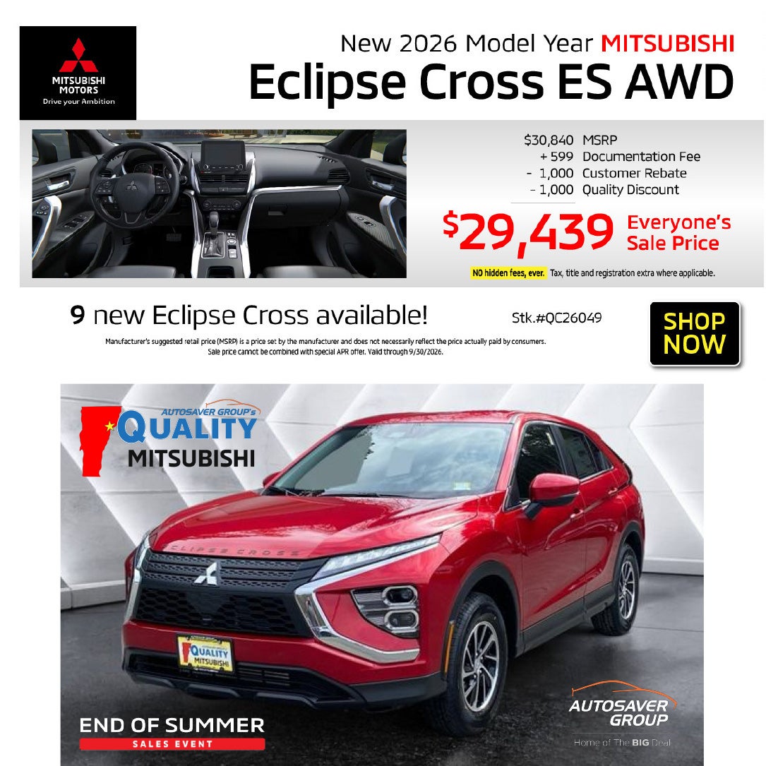 SHOP NEW MITSUBISHI VEHICLES NEAR ST. JOHNSBURY, VT