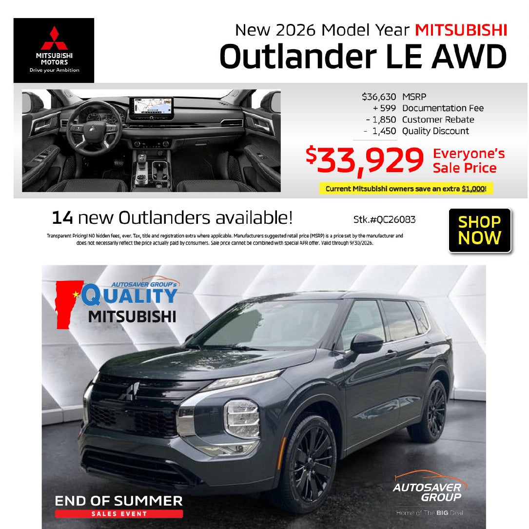SHOP NEW MITSUBISHI VEHICLES NEAR ST. JOHNSBURY, VT